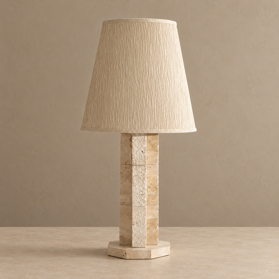 Travertine Block Table Lamp