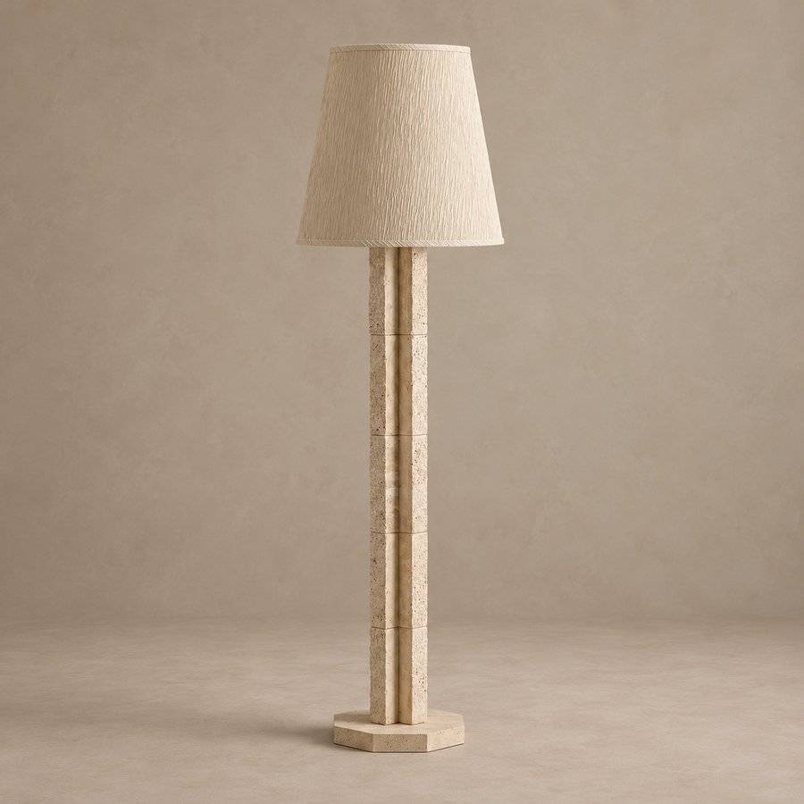 Travertine Block Floor Lamp