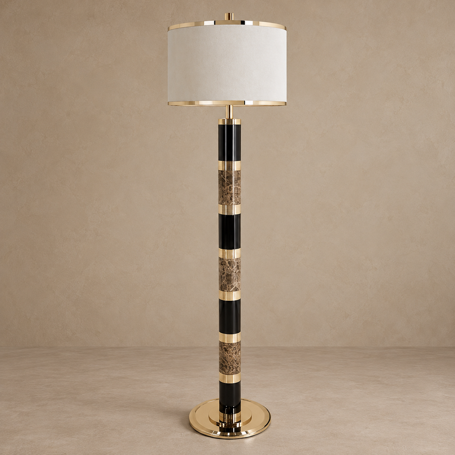 Striped Marble & Brass Floor Lamp