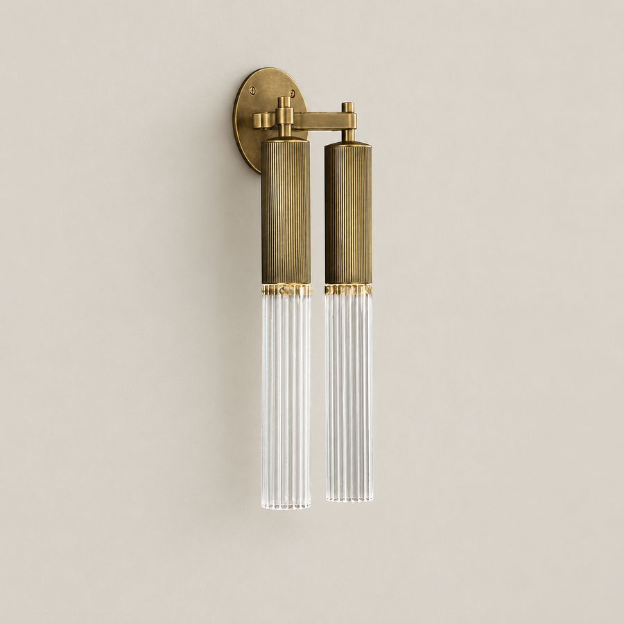 Flume Brass Double Wall Light