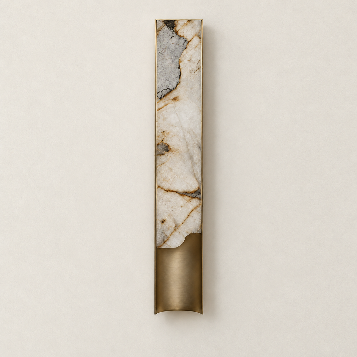 Large onyx and brass wall sconce switched off.