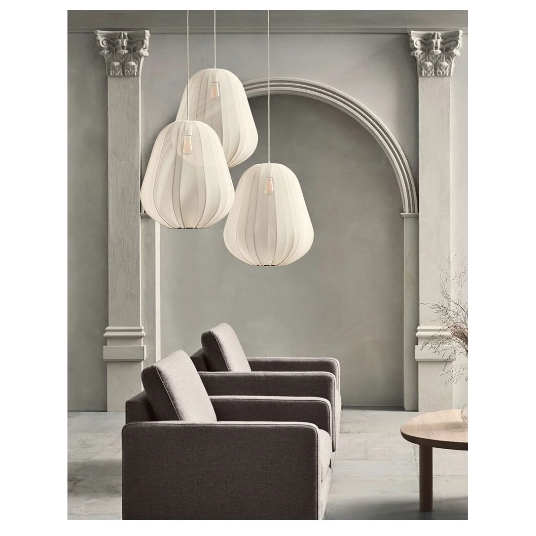 Cocoon Iron Mesh Pendant Light | Luxurious Minimalist White Fabric Lampshade | Elegant Interiors