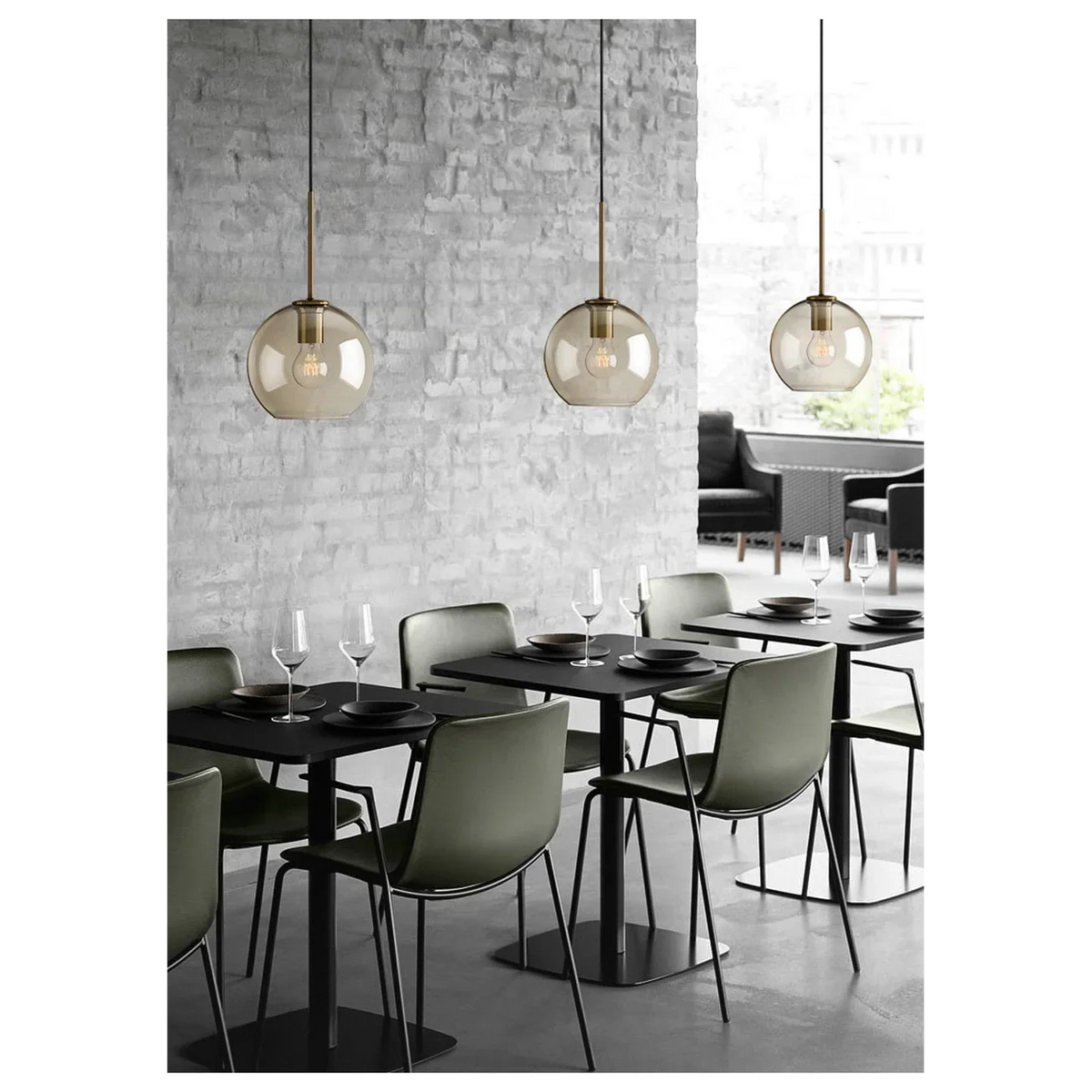 Cognac Glass Pendant Light for Kitchen Island | Solid Brass Frame Five Shapes 18 to 28 Cm (7 11″) Casalola Lights