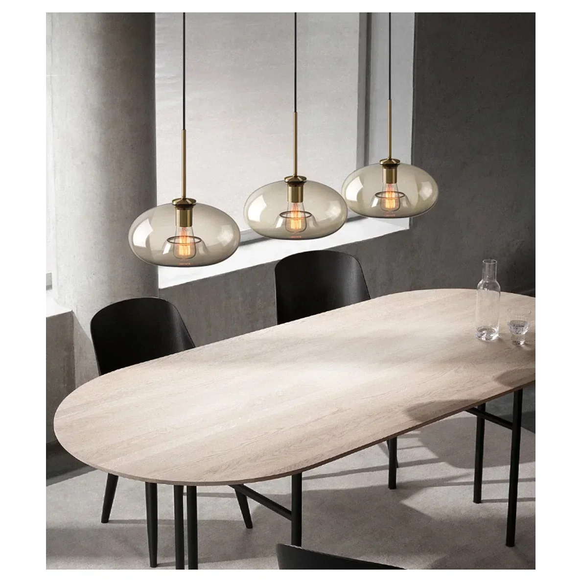 Cognac Glass Pendant Light for Kitchen Island | Solid Brass Frame Five Shapes 18 to 28 Cm (7 11″) Casalola Lights