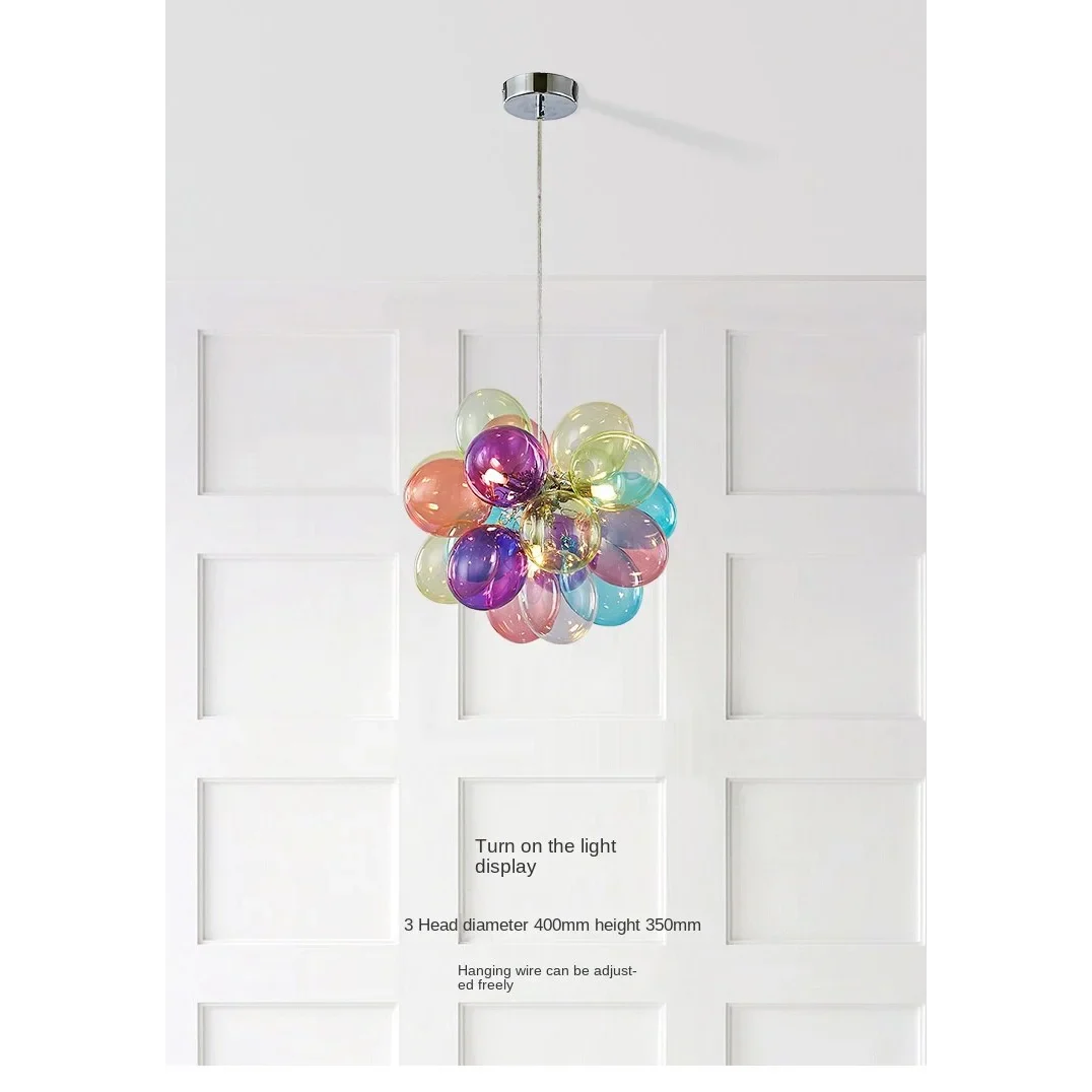 Glass Balloon Pendant Light | Colorful Stained-glass Cluster Chandelier for Stairwell Entry & Dining Casalolalights
