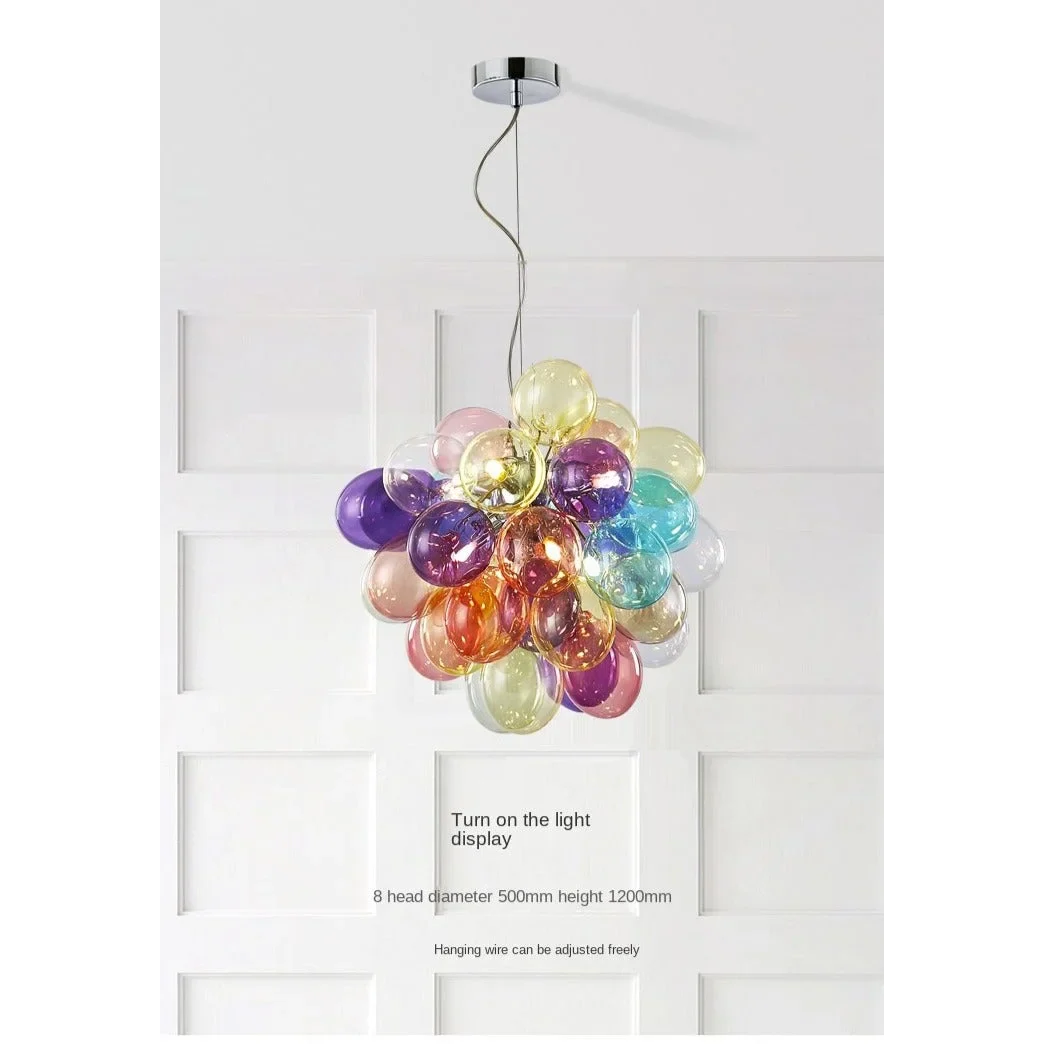 Glass Balloon Pendant Light | Colorful Stained-glass Cluster Chandelier for Stairwell Entry & Dining Casalolalights