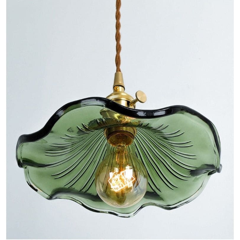 Glass Pendant Lighting | Green Champagne Biophilic Design Cottagecore Lamps | 1-lights - Lamps
