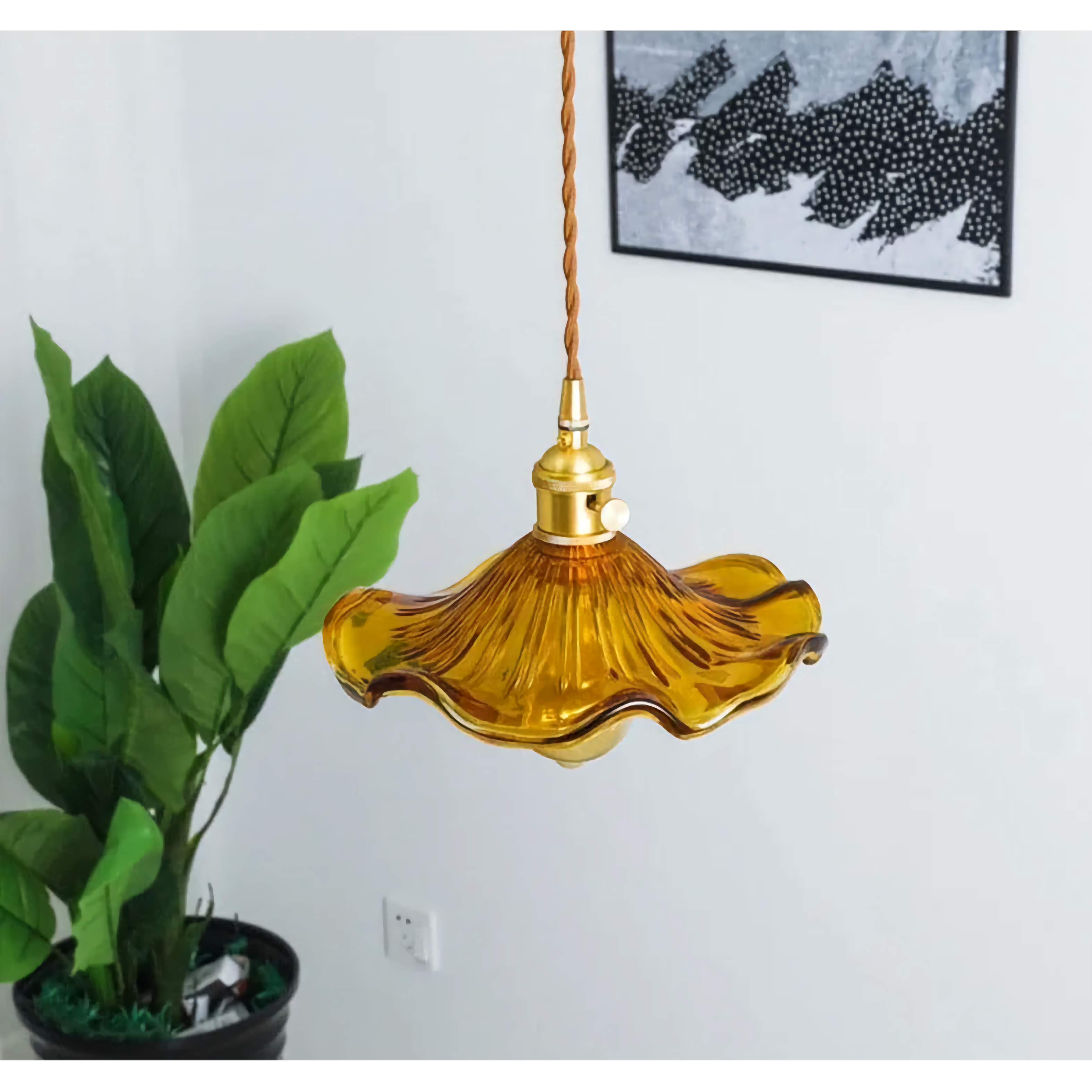 Glass Pendant Lighting | Green Champagne Biophilic Design Cottagecore Lamps | 1-lights Casalolalights Luxury Lamps