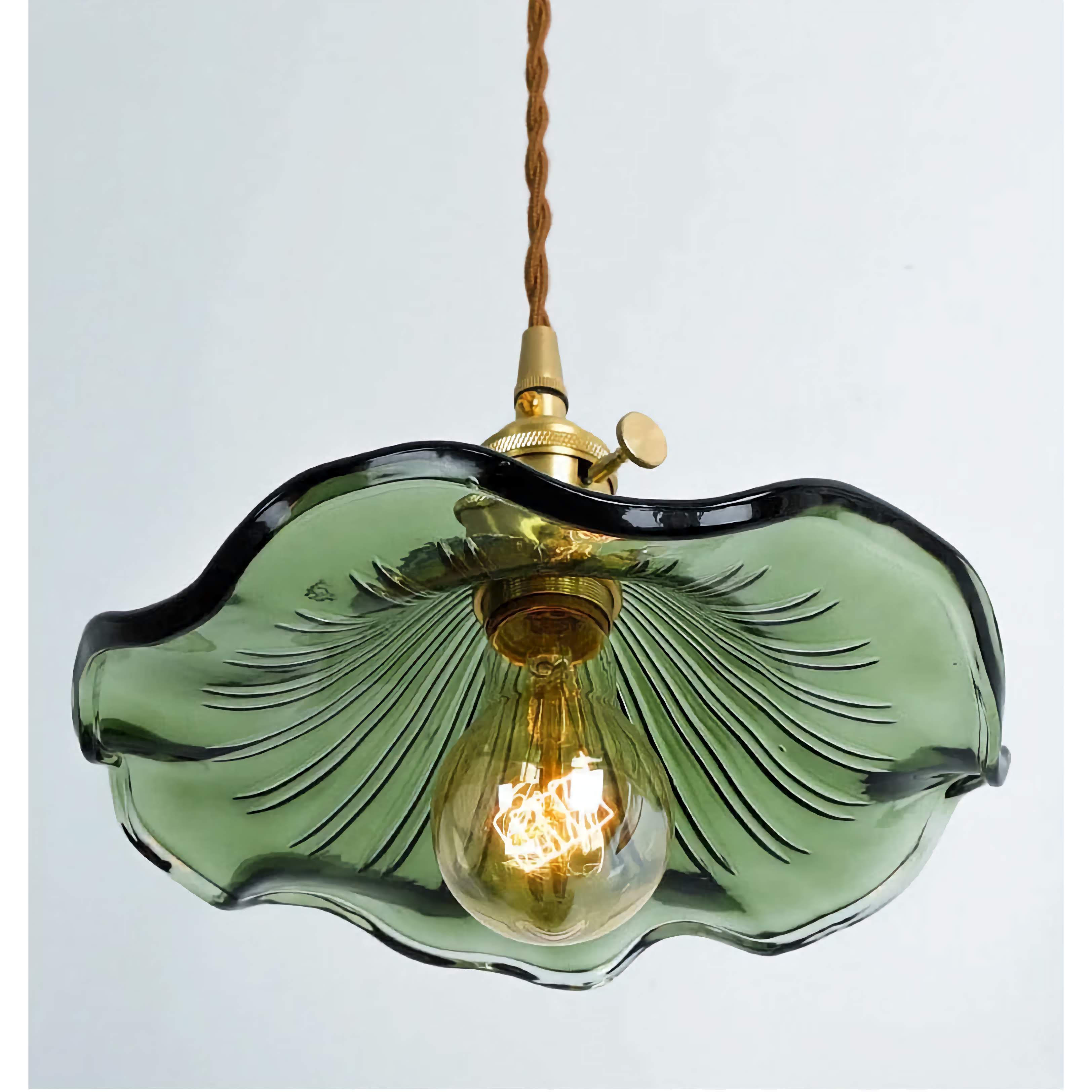 Glass Pendant Lighting | Green Champagne Biophilic Design Cottagecore Lamps | 1-lights Casalolalights Luxury Lamps