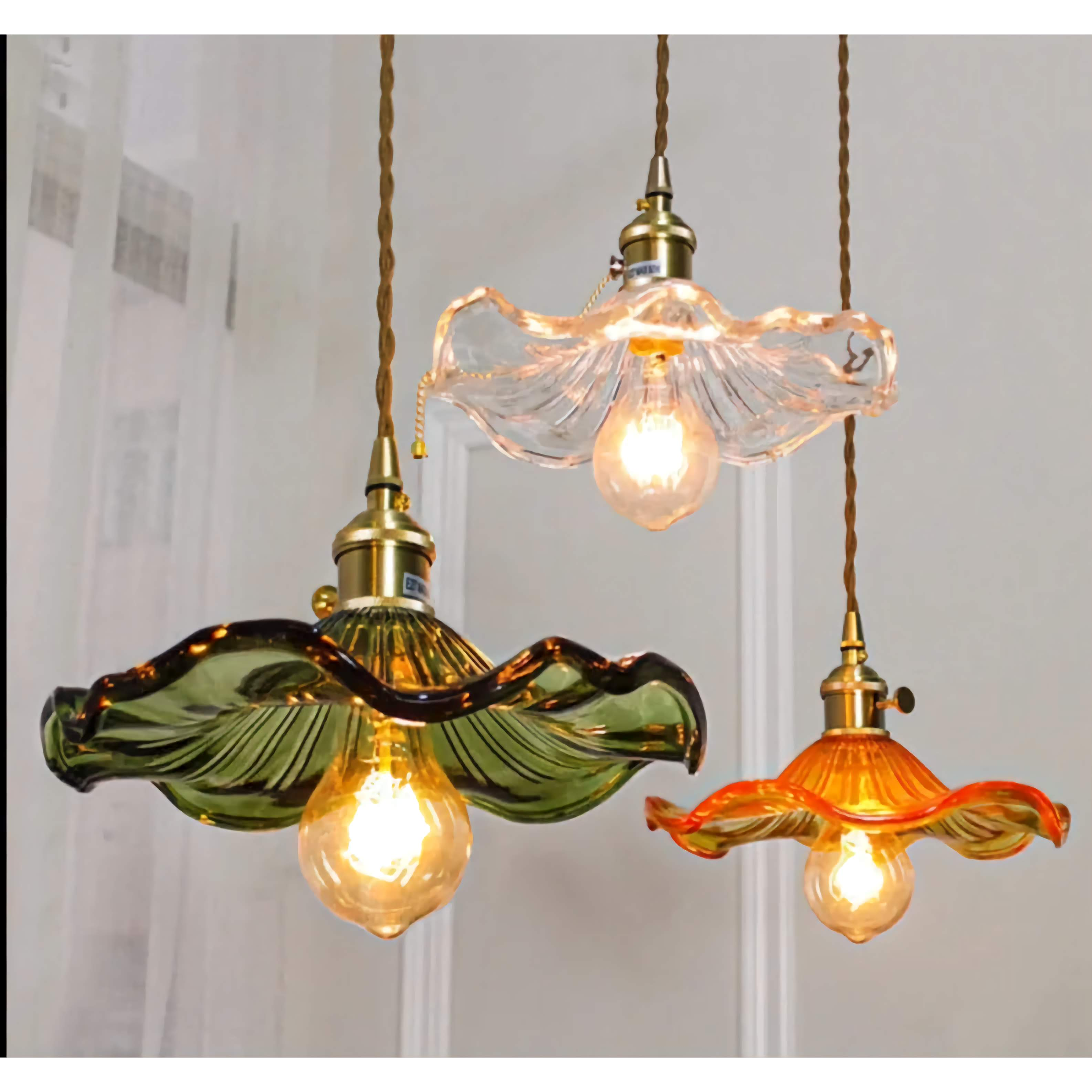 Glass Pendant Lighting | Green Champagne Biophilic Design Cottagecore Lamps | 1-lights Casalolalights Luxury Lamps