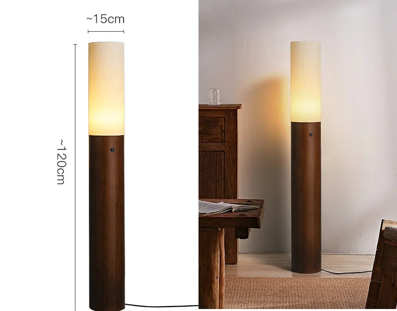 Columnar Wood Floor Lamps | Sculptural Ambient Lighting