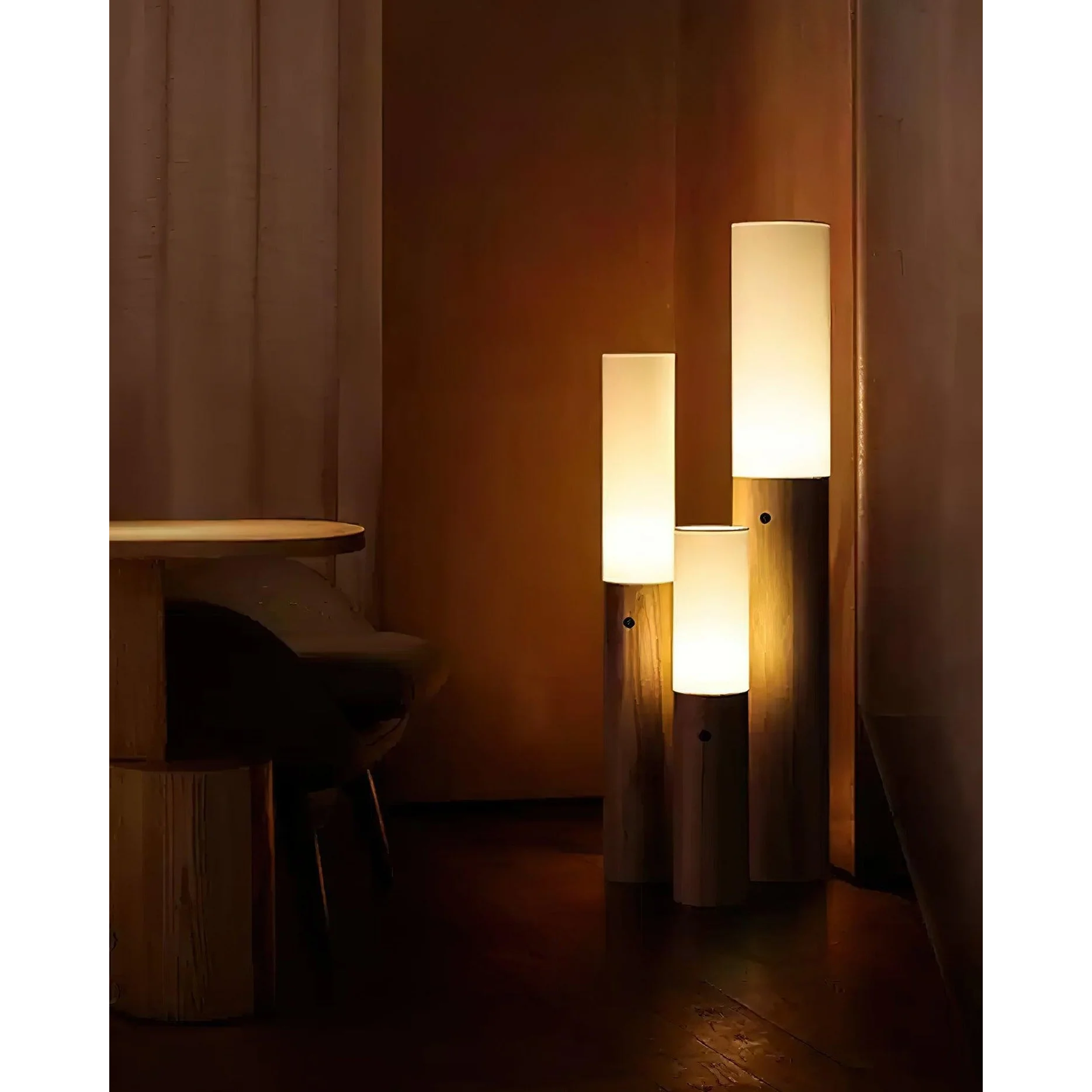 Columnar Wood Floor Lamps | Sculptural Ambient Lighting