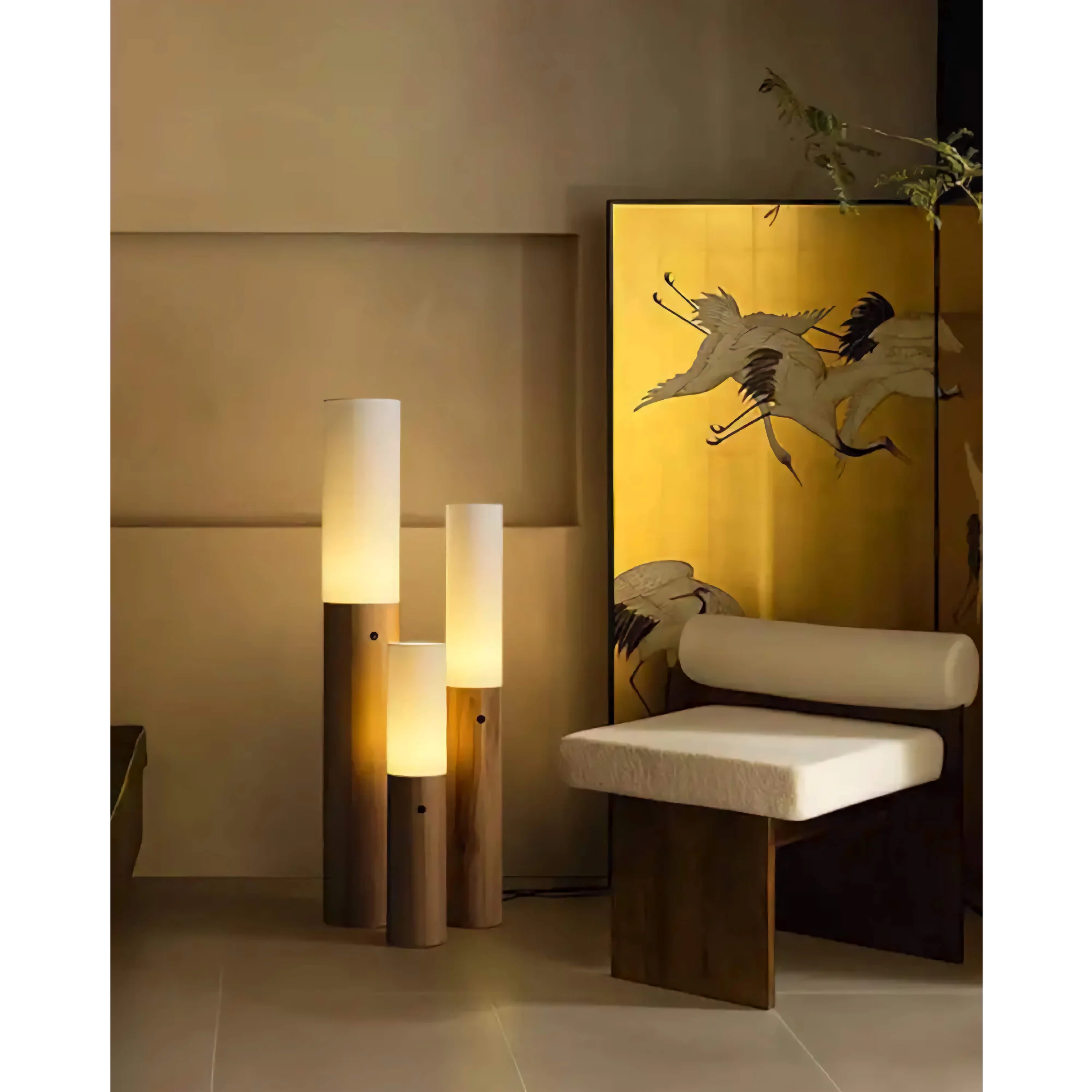 Columnar Wood Floor Lamps | Sculptural Ambient Lighting