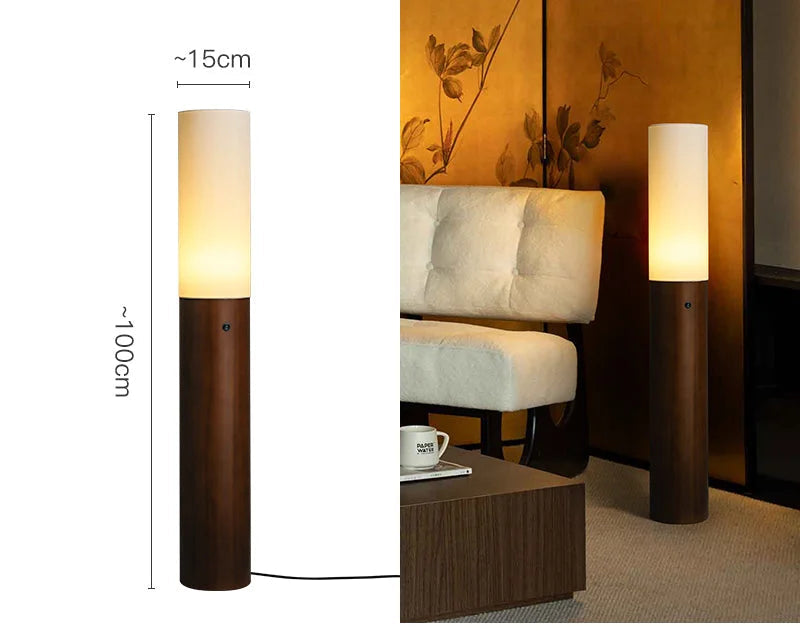Columnar Wood Floor Lamps | Sculptural Ambient Lighting