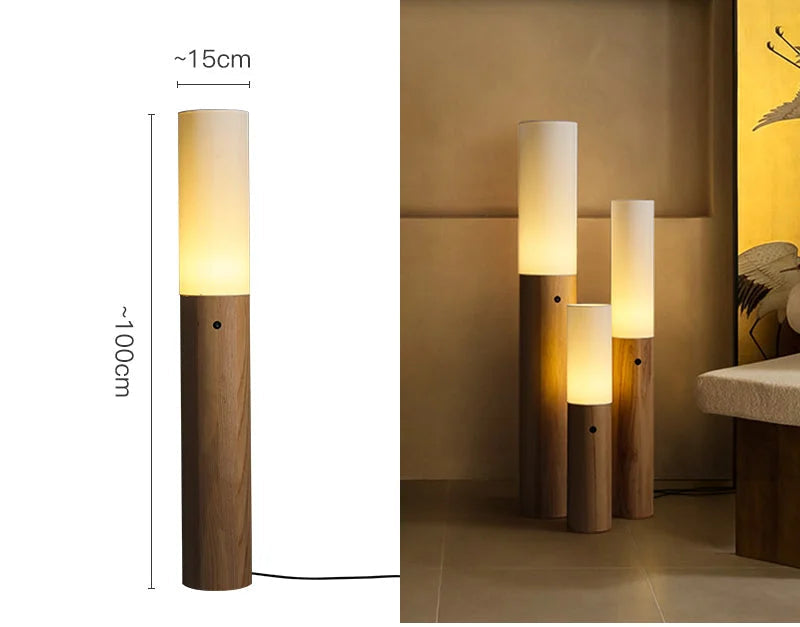 Columnar Wood Floor Lamps | Sculptural Ambient Lighting