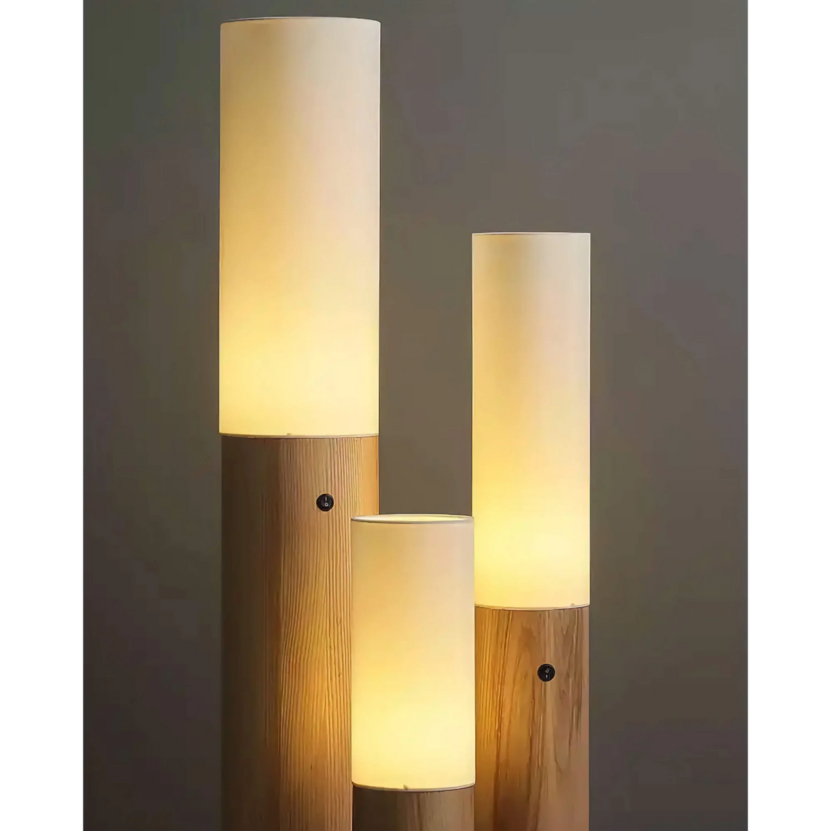 Slim Wood Column Floor Lamp Fabric Shade | 4 Heights 11-15cm Wide E26/e27 Dimmable Option Casalola Lights Luxury Lamps