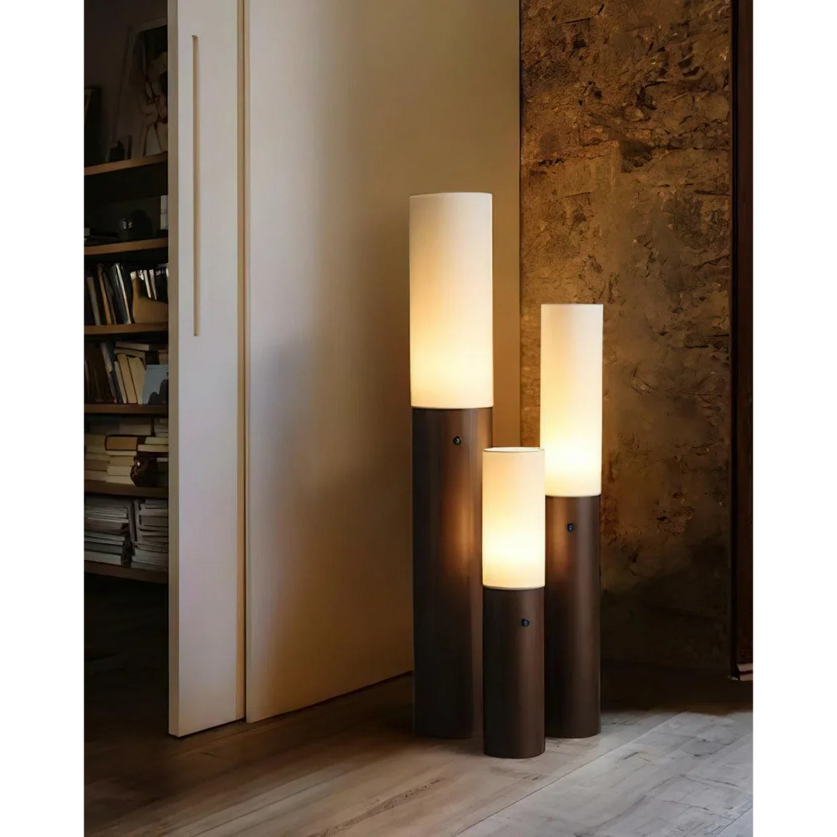 Slim Wood Column Floor Lamp Fabric Shade | 4 Heights 11-15cm Wide E26/e27 Dimmable Option Casalola Lights Luxury Lamps