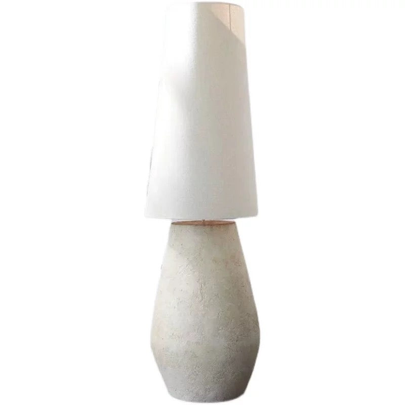 Plaster Vessel Floor Lamp Linen Shade | 150cm Tall E27/e26 Organic Modern Bedside or Sofa Light Casalola Lights Luxury