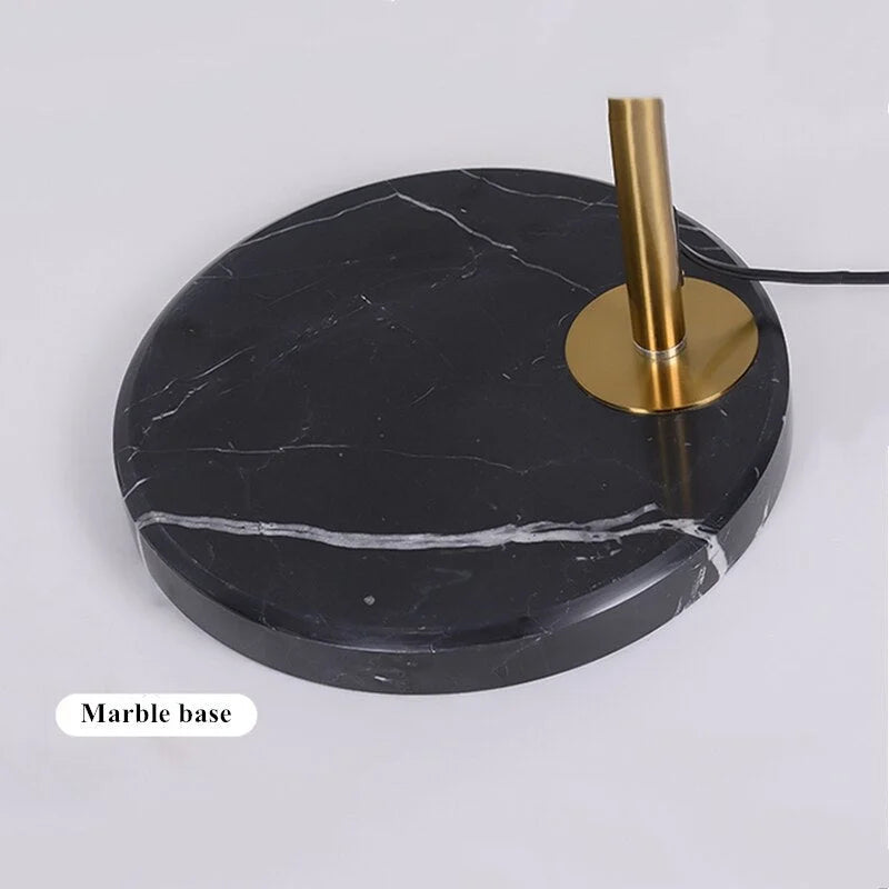 Mid Century Modern Arc Floor Lamp with Marble Base| Black Gold Living Room