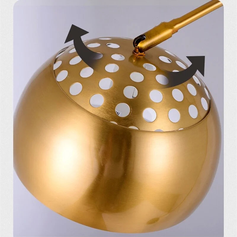 Mid Century Modern Arc Floor Lamp with Marble Base| Black Gold Living Room