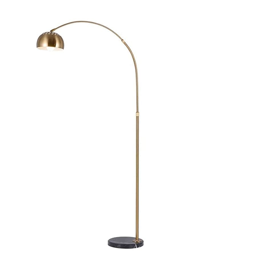 Mid-century Modern Arc Floor Lamp with Marble Base| Black Gold Living Room - Lamps