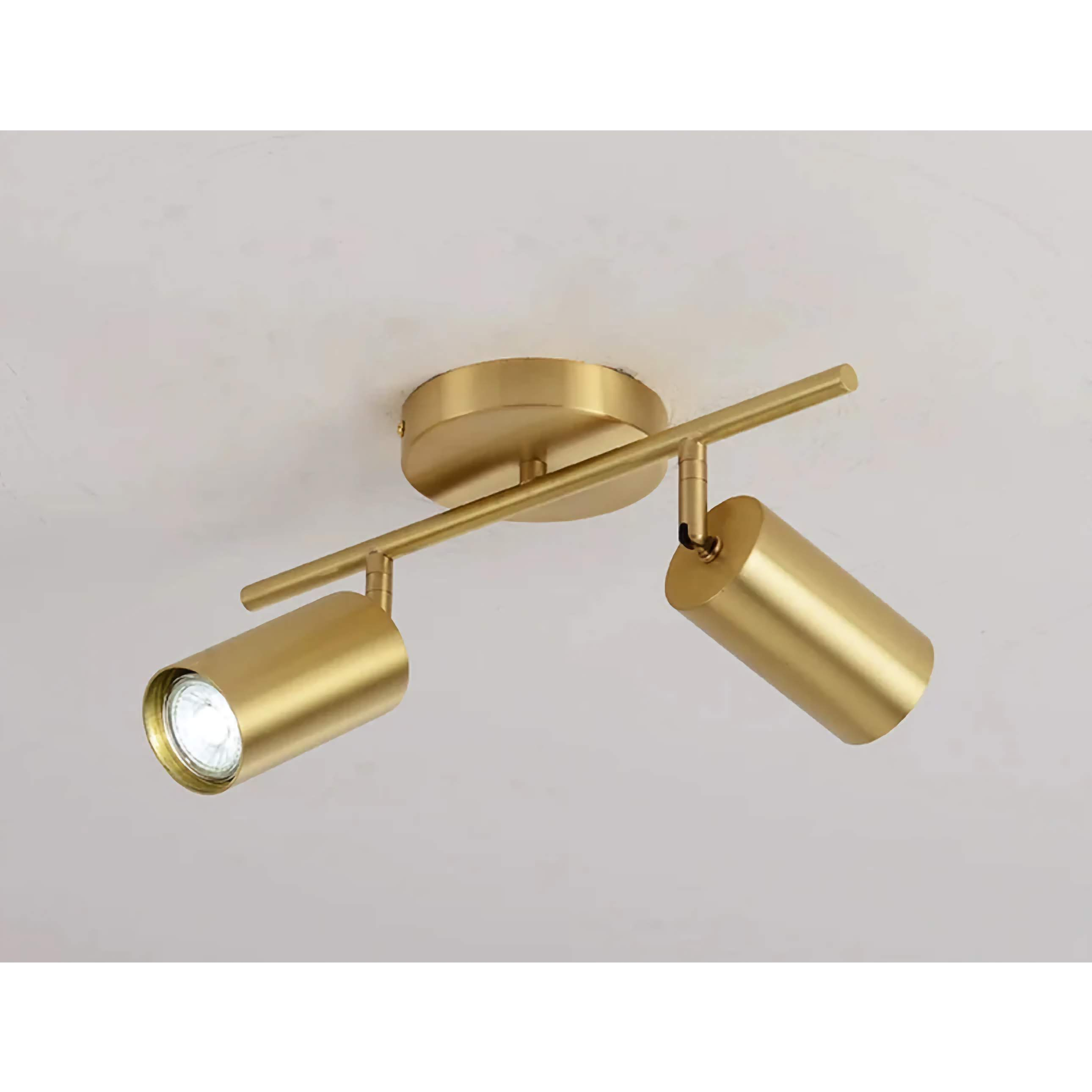 2-light Copper Track Lighting | Adjustable Flush Mount Fixture for Low Ceilings
