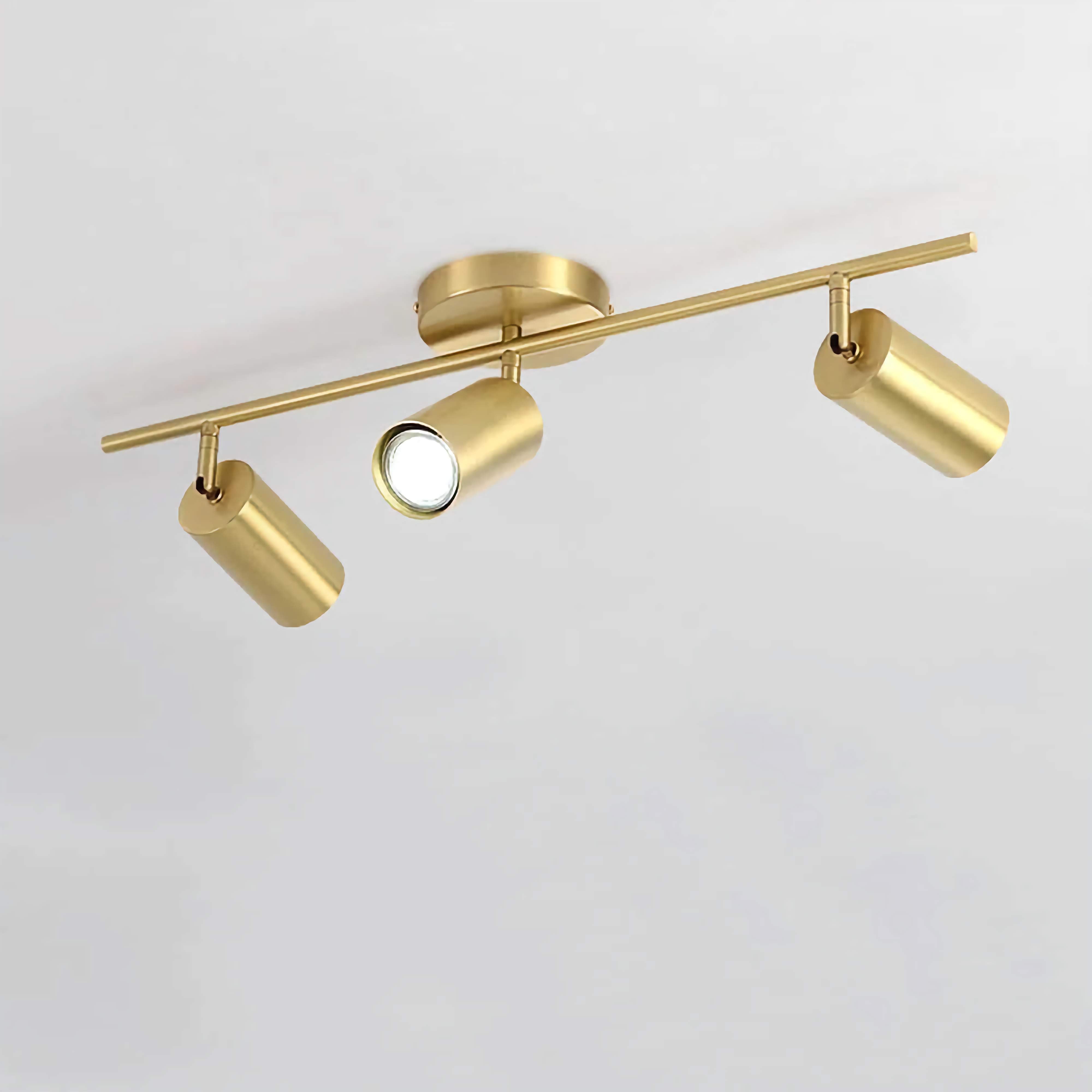 Copper 3-lights Track Lighting Fixture – Adjustable Flush Mount Ceiling Light for Low Ceilings