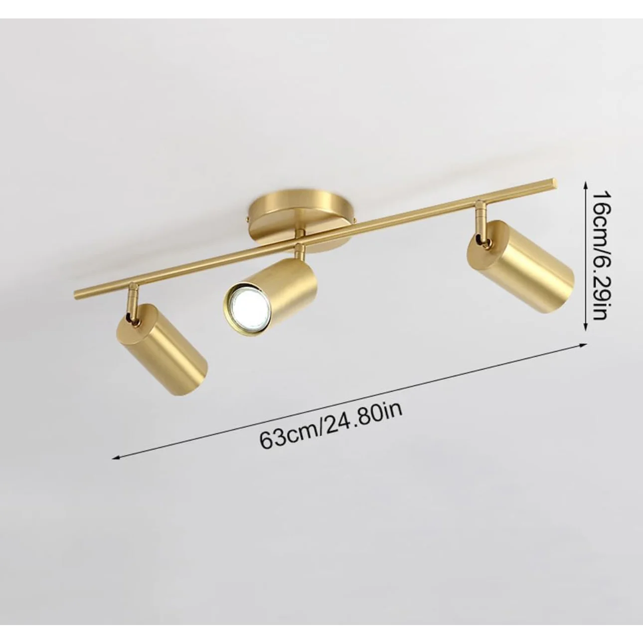 Copper 3-lights Track Lighting Fixture – Adjustable Flush Mount Ceiling Light for Low Ceilings