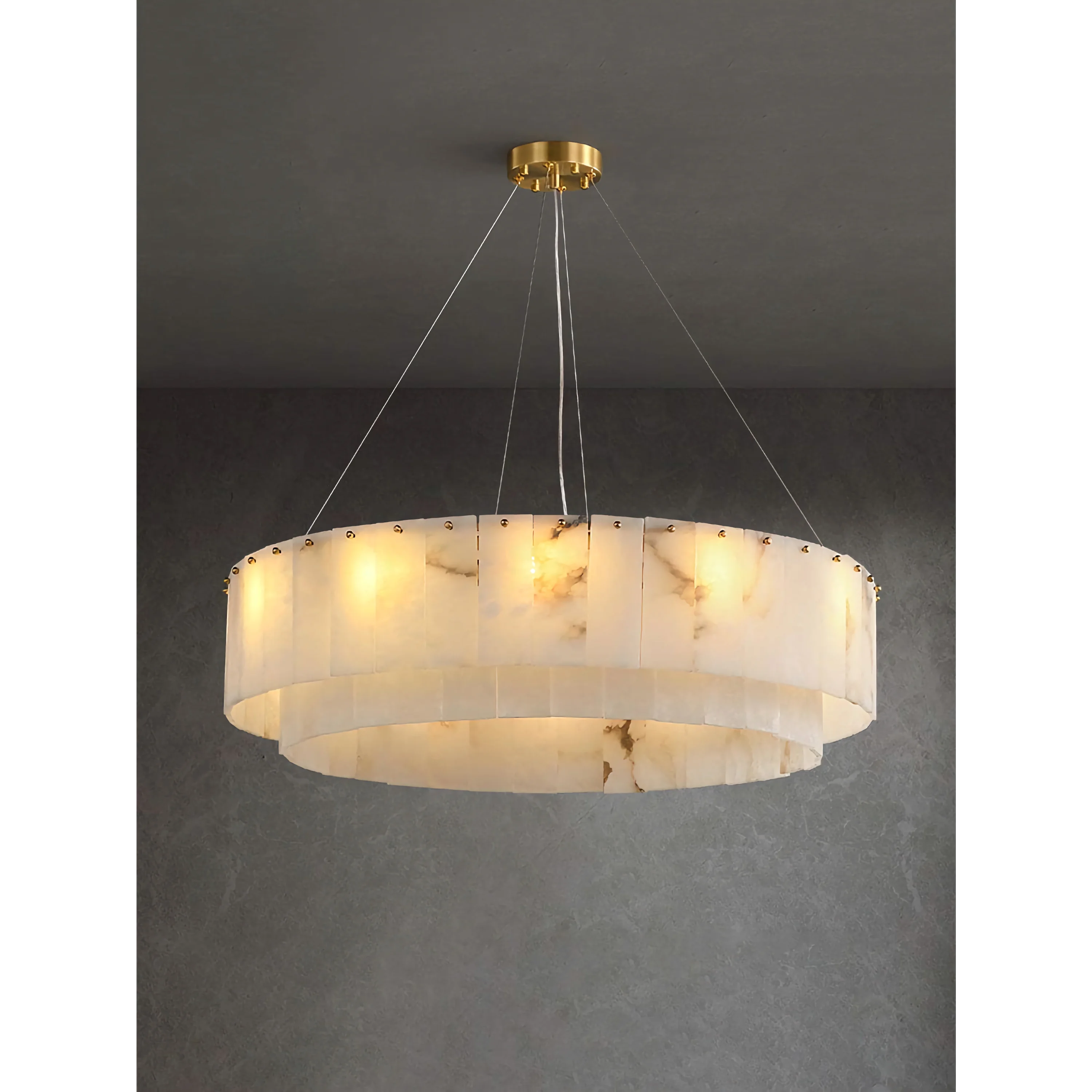Alabaster Chandelier | Tiered Marble for Kitchen Dining Room Living | Lighting High-end Homes