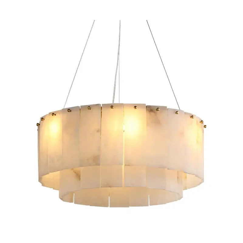 Alabaster Chandelier | Tiered Marble for Kitchen Dining Room Living | Lighting High-end Homes