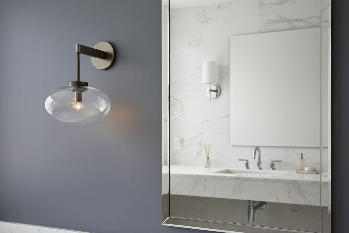 Copper Wall Sconce | Black Glass Shade Contemporary Mid-century Living Room & Bedroom Casalolalights Luxury Lamps