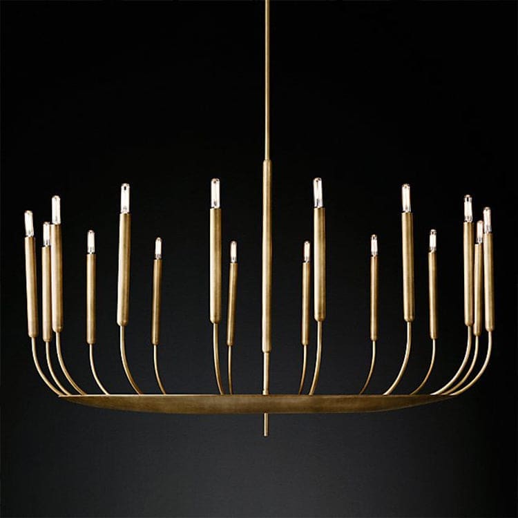 Architectural Copper Candle Chandelier | Modern Dining Statement - Chandeliers