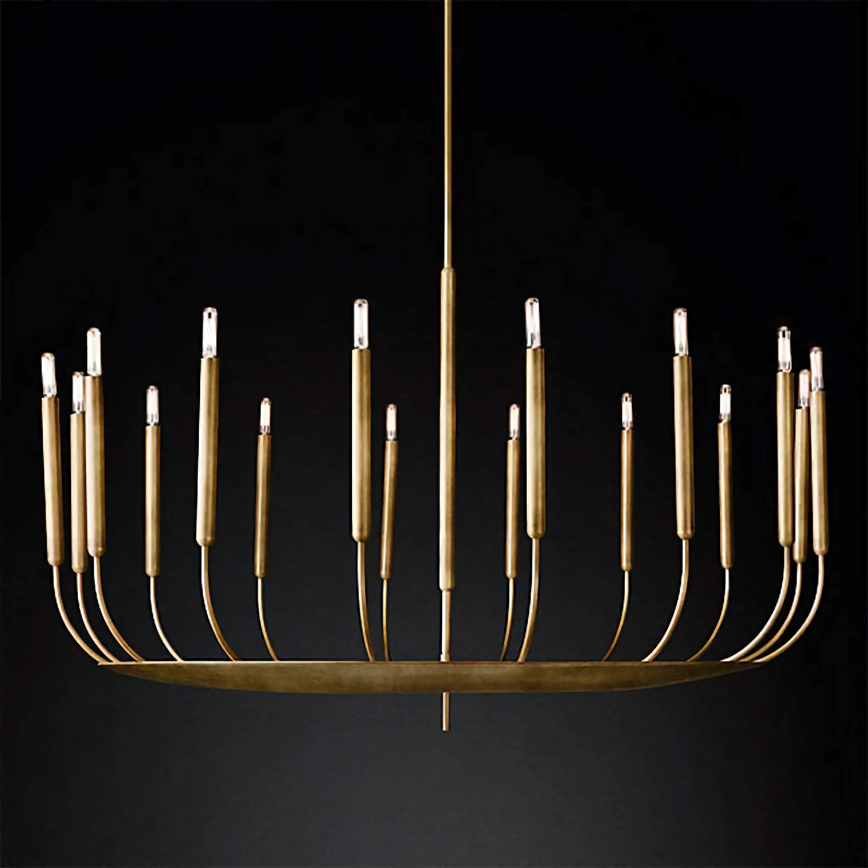Slender Copper Candle Chandelier | Modern Pendant Lighting for Dining Room | Sculptural Candelabra Fixture