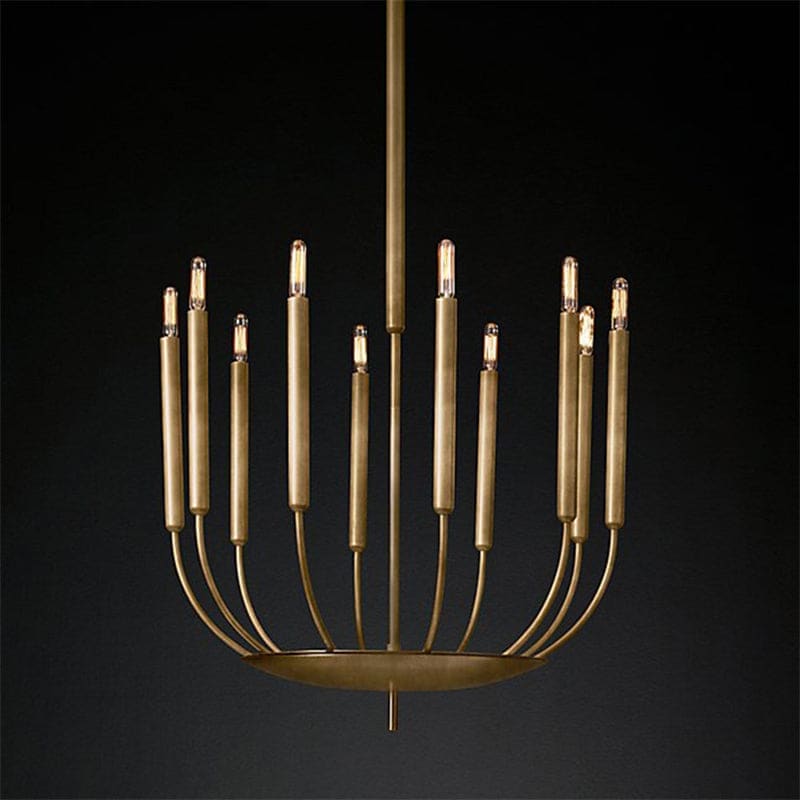 Architectural Copper Candle Chandelier | Modern Dining Statement - Chandeliers