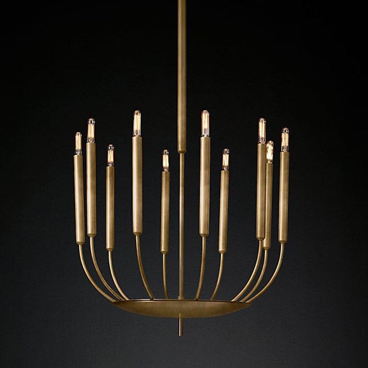 Architectural Copper Candle Chandelier | Modern Dining Statement - Chandeliers