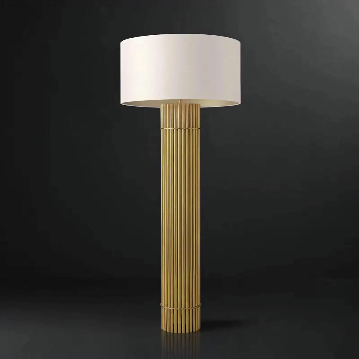 Copper Column Floor Lamp | Bronze with Fabric Drum Shade Modern Transitional Living Room Casalolalights Luxury Lamps