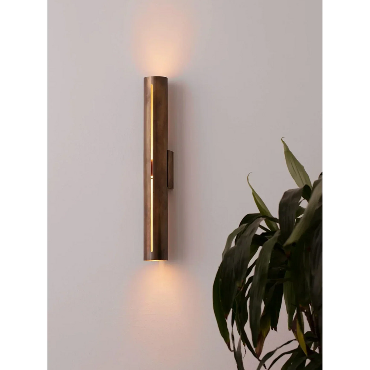 Solid Copper Cylinder Wall Sconce | Up & Down Hallway Light 2 Sizes Natural Patina Staircase Casalola Lights Luxury