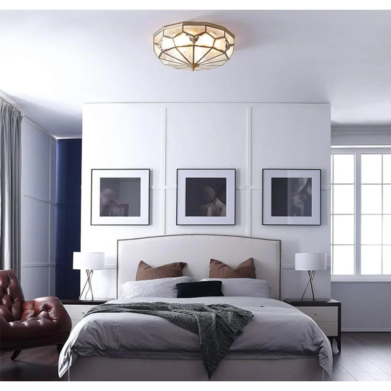 Copper Frosted Glass Ceiling Light 35-45cm | Flush Mount Dome Hallway Bedroom Living & Dining Casalolalights Luxury