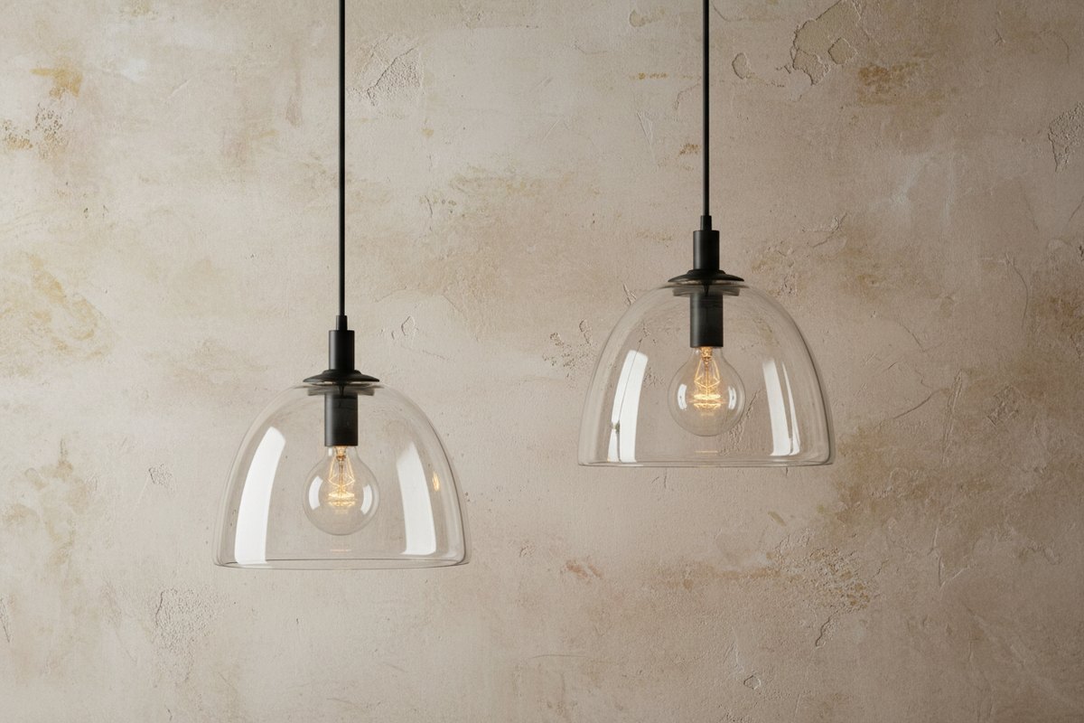 Copper & Glass Pendant Light | Clear-shade Hanging Lamp Modern Industrial Kitchen Dining Casalolalights Luxury Lamps