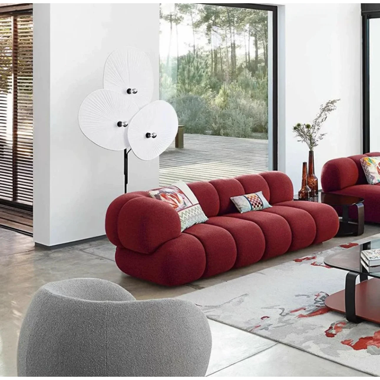 Architectural Tripod Floor Lamp | Mid-century Modern Pleated Design | 3-light Statement Fixture | Casalola Lights