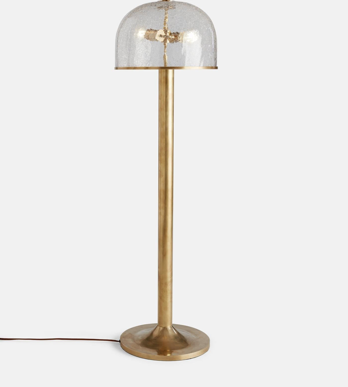 Clear Crackle Glass Floor Lamp Aged Brass | 130cm Tall 2 Light E26/e27 Dimmable Option Art Deco Casalola Lights Luxury