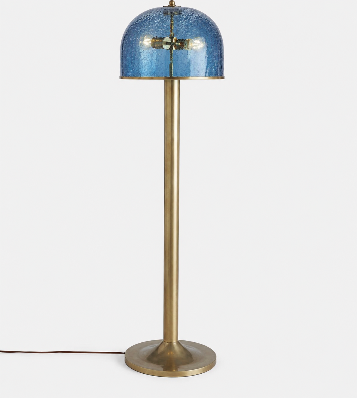 Marine Blue Crackle Glass Floor Lamp Aged Brass | 130cm Tall 2 Light E26/e27 Dimmable Option Casalola Lights Luxury