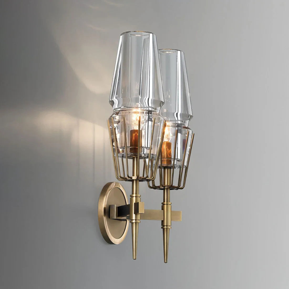 Art Deco Crystal & Copper Wall Sconce – Luxury Double Candle Light for Hallway Bedroom Casalolalights Luxury Lamps