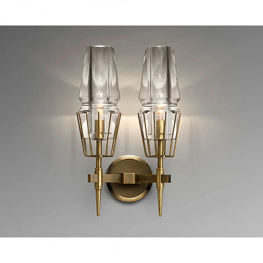 Art Deco Crystal & Copper Wall Sconce – Luxury Double Candle Light for Hallway Bedroom Casalolalights Luxury Lamps