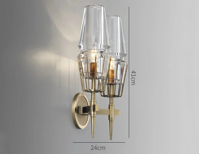 Art Deco Crystal & Copper Wall Sconce – Luxury Double Candle Light for Hallway Bedroom Casalolalights Luxury Lamps