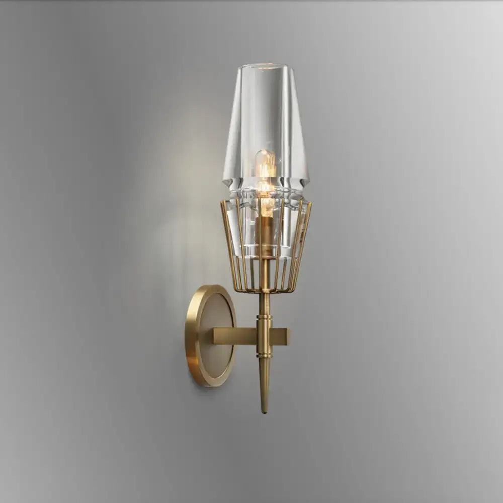 Art Deco Crystal & Copper Wall Sconce – Luxury Candle-style Light for Hallway Bedroom - Sconces