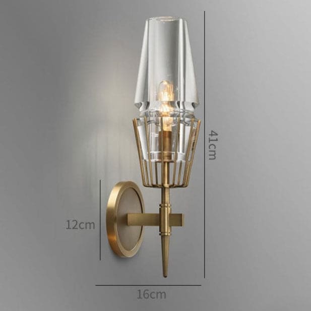 Art Deco Crystal & Copper Wall Sconce – Luxury Candle-style Light for Hallway Bedroom - Sconces