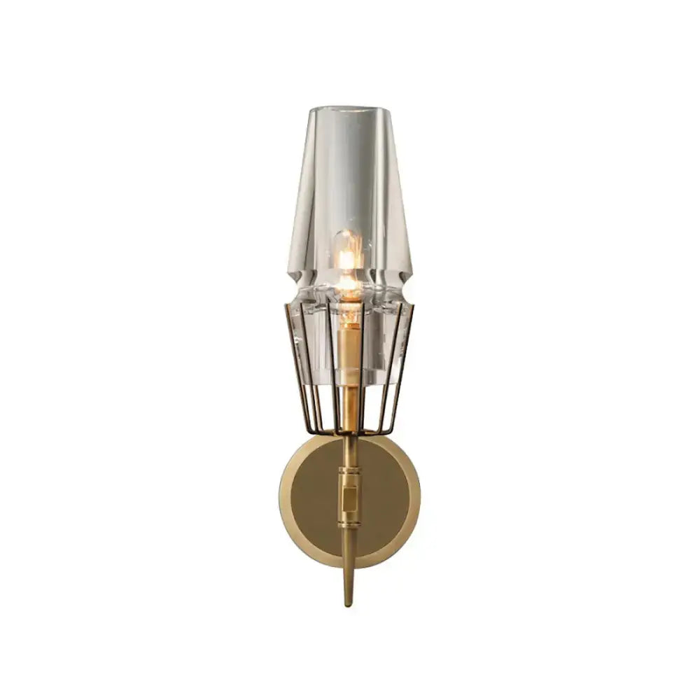 Art Deco Crystal & Copper Wall Sconce – Luxury Candle-style Light for Hallway Bedroom - Sconces