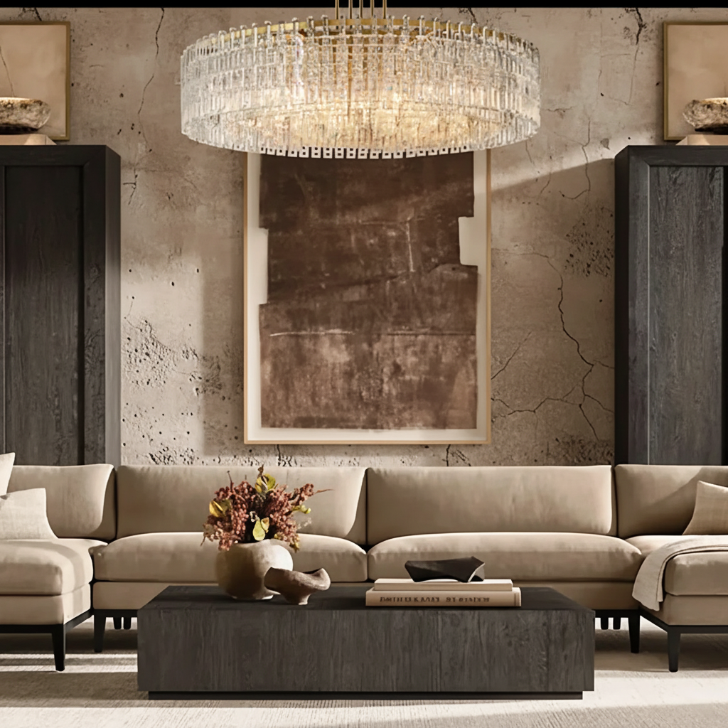 Round Crystal Drum Chandelier – Luxury Copper Led Modern Dining Light Casalolalights Luxury Lamps for Interior Designers