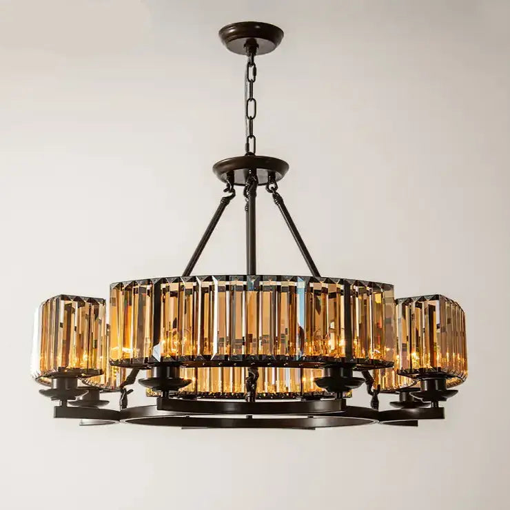 Crystal Drum Chandelier | Casalola Bronze Dining Room Fixture - Semi-flush Mounts